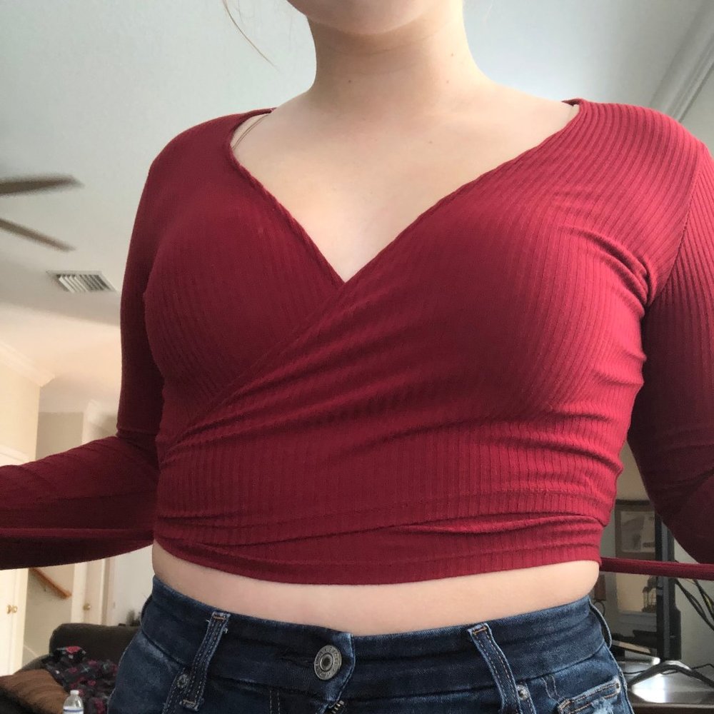 Red Wrap Crop Top